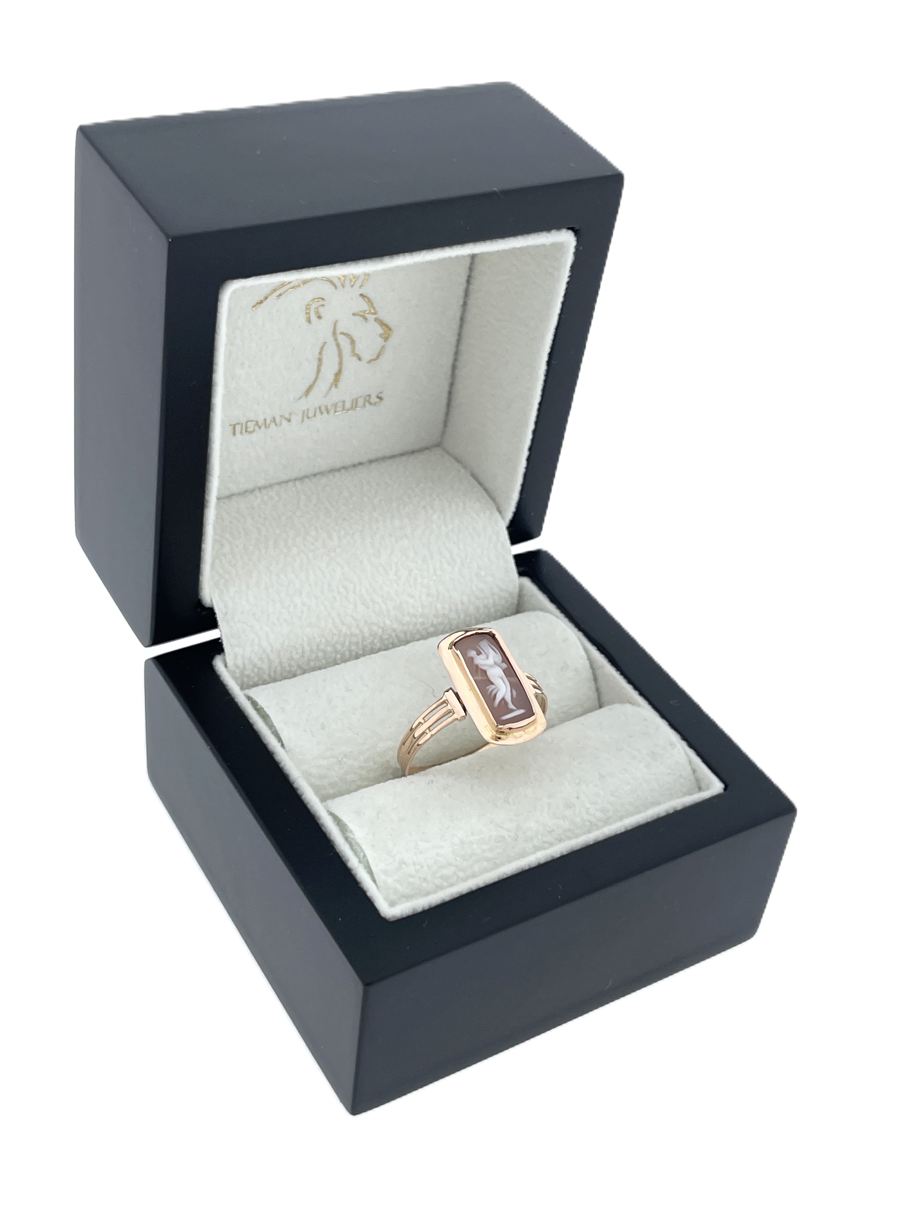 Antiek Gouden Ring Schelp Camee Parelmoer Orpheus