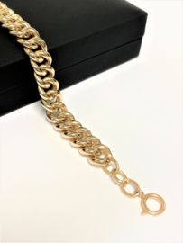 14 K Rosé Gouden Gourmet Schakel Armband - 22,5 cm / 13,7 / 9 mm