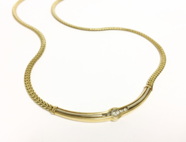 14 K Gouden Gewalst Vossenstaart Collier 0.5 crt Diamant  TW / VS1- 45 cm