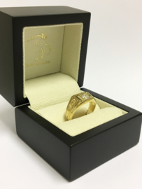 14 K Gouden Heren Ring (bewerkt) 0,50 crt Heldere Zirkonia