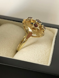 Antiek Gouden Rozet Ring Facetgeslepen Granaat