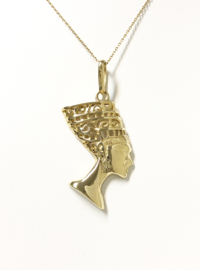 14 K Gouden Ketting Hanger - Nefertiti / Egypte / Grote Koninklijke Vrouwe