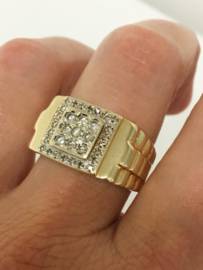 14 K Gouden Rolex Ring ca 0.40 crt Briljantgeslepen Diamant - 8,2 g