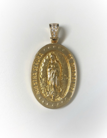 14 K Gouden Scapulier Plaat Hanger Medaille Zirkonia - 4,5 cm / 13,3 g