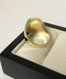 14 K Gouden Heren Zegel Ring Blauwlagen Steen / Stomphoek - 6,6 g