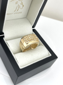 21 Karaat Gouden Heren Ring Briljant Geslepen Helder Cubic Zirkonia - 10.3 g