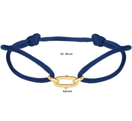 Donkerblauw Gevlochten Armband 14 K Gouden Schakels (Verstelbaar)