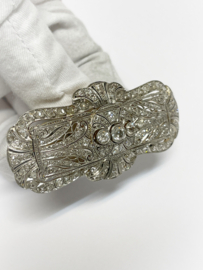 Grote Handvervaardigd Royale Art Deco Platina / Gouden Broche ca 2,5 crt Diamant