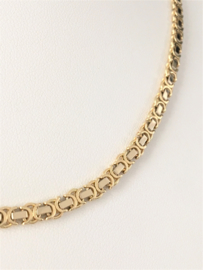 14 K Bicolor Gouden Koningsketting (plat) - 50 cm