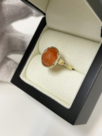 Antiek 14 K Gouden Ring Roos Geslepen Carneool