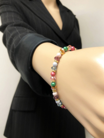 925 Zilveren Kleurstenen Armband - 18 cm Verstelbaar / 6 mm