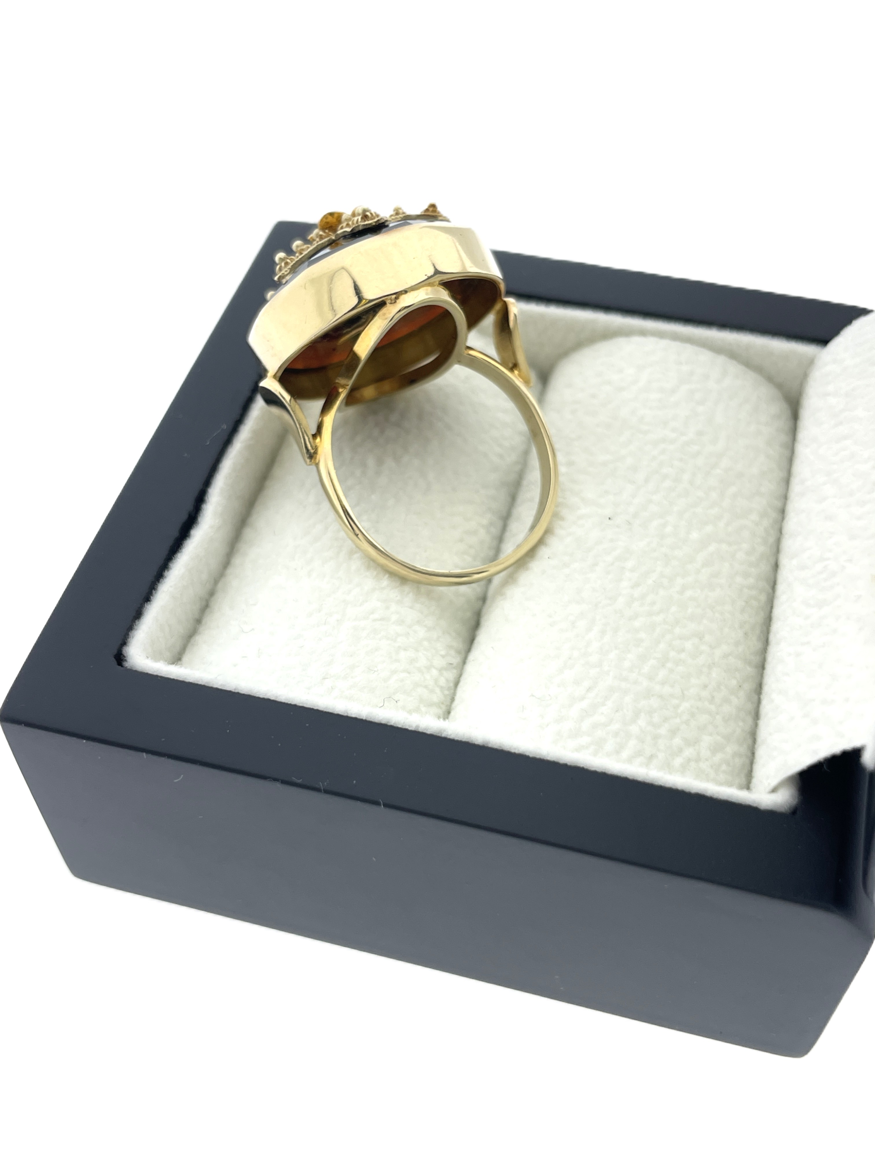 Antiek Gouden Ring Facet Geslepen Granaat Bloem Zeeuwse Knoopjes - 9,9 g