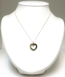 14 K Bicolor Gouden Hanger - Hart 0.02 ct Briljant Geslepen Diamant