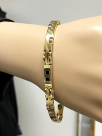 14 K Gouden Schakel Armband Onyx - 20 cm / 12,45 g / 6,3 mm