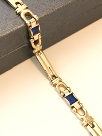 14 K Gouden Schakel Armband Prinsesgeslepen Saffier