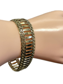 Vintage 14 Karaat Gouden Brede Schakel Armband - 19.5 cm / 37.3 g / 2 cm