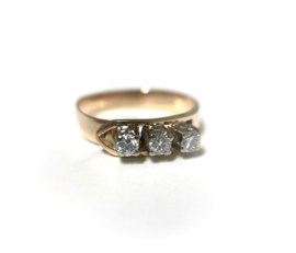 14 K Antiek Rosé Gouden Bandring (Overslag)  0.30 ct Diamant H / VVS