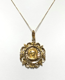 Handvervaardigd Antiek Gouden Maria Penning Hanger - 4 cm