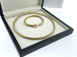 PALMIERO Jewelry Set 14 Karaat Gouden Vossenstaart Slot Collier + Armband - 5.5 mm / 45.34 g
