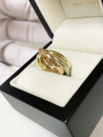 18 K Tricolor Massief Gouden 3-Band Ring