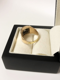 18 K Antiek Gouden Heren Ring 0.50 crt Briljantgeslepen Diamant K/IF