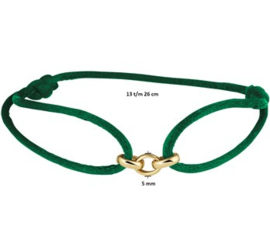 Donkergroen Gevlochten Armband 14 K Gouden Schakels (Verstelbaar 13-26 cm)