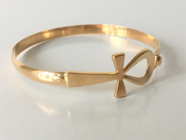 18 K Gouden Slaven Armband met Egyptisch  Ankh Kruis