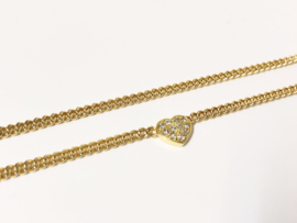 14 K Gouden Gourmet Ketting Diamanten Hartje - 44 cm / 11,55 g