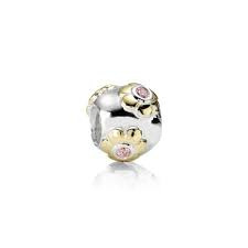 PANDORA 790207PCZ Pink Raised Flower Charm Bedel