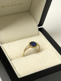 Antiek 18 K Gouden Dames Zegel Ring / Pink Ring Lapis Lazuli
