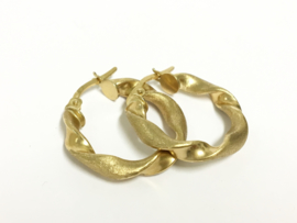 14 K Gouden Wokkel Creolen (mat / glans) - 2 cm