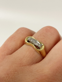 14 K Gouden Fantasie Ring Briljant Geslepen 0.07 Diamant - H / VS2