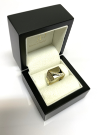 14 Karaat Gouden Heren Ring Briljant Geslepen Cubic Zirkonia