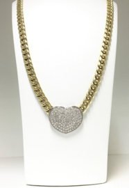14 K Gouden Gourmet Collier Diamanten Hart 1.0 crt H / VS2 - 45 cm / 32,45 g