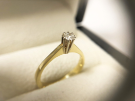 18 K Gouden Solitair Ring 0.15 crt Briljantgeslepen Diamant - G/VVS2