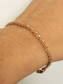 14 K Rose Gouden Fantasie Schakel Armband - 19 cm
