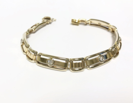 14 K Bicolor Gouden Schakel Armband 0.50 Crt Briljant Geslepen Diamant G/VS1 - 20 cm