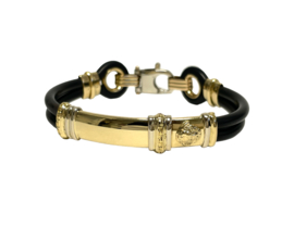 Rubber Armband Met 18 Karaat Gouden Elementen - ca 18 cm / Medusa Versace Motief