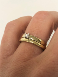 14 K Bicolor Gouden Solitair Aanschuif Ring 0.05 ct Diamant