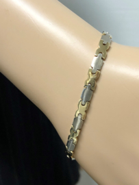 14 K Bicolor Gouden Schakel Armband - 19,5 cm / 15,6 g