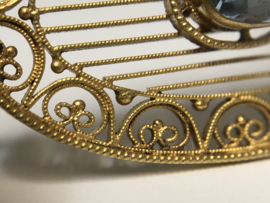 Antiek Handvervaardigd Gouden Filigrain Broche Aquamarijn - Jaren '20