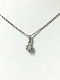 14 K Witgouden Gourmet Collier Met Diamant Hanger 0.10 crt