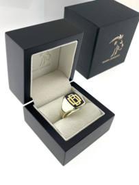 14 K Massief Gouden Heren Monogram Ring B/D Onyx - 12.9 g