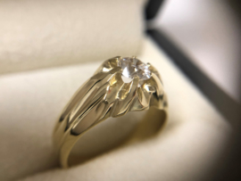 14 K Massief Gouden Heren Ring 0.60 crt Briljantgeslepen Diamant - H / IF