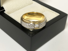 Zware 18 K Bicolor Gouden Heren Ring 1.0 Crt Briljantgeslepen Diamant F/VVS1