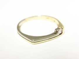 14 K Bicolor Gouden Fantasie Ring 0.03 crt Briljantgeslepen Diamant