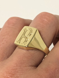 14 K Gouden Heren Zegel Ring Monogram R - 7,6 g