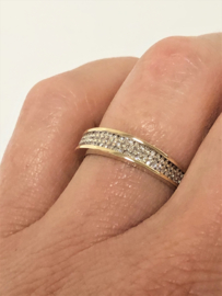 14 Karaat Gouden Bandring ca 0.22 ct Briljant Geslepen Diamant