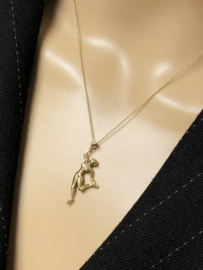 Handvervaardigd Gouden Collier Hanger Ballerina 0.02 ct Diamant