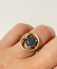 14 K Gouden Design Ring Opaal / Diamant